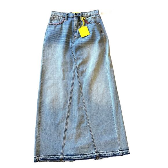 NWT CIRCUS NY SAM EDELMAN Denim Maxi Skirt Size 25 Glam Modern Indie Casual Luxe - Picture 1 of 12